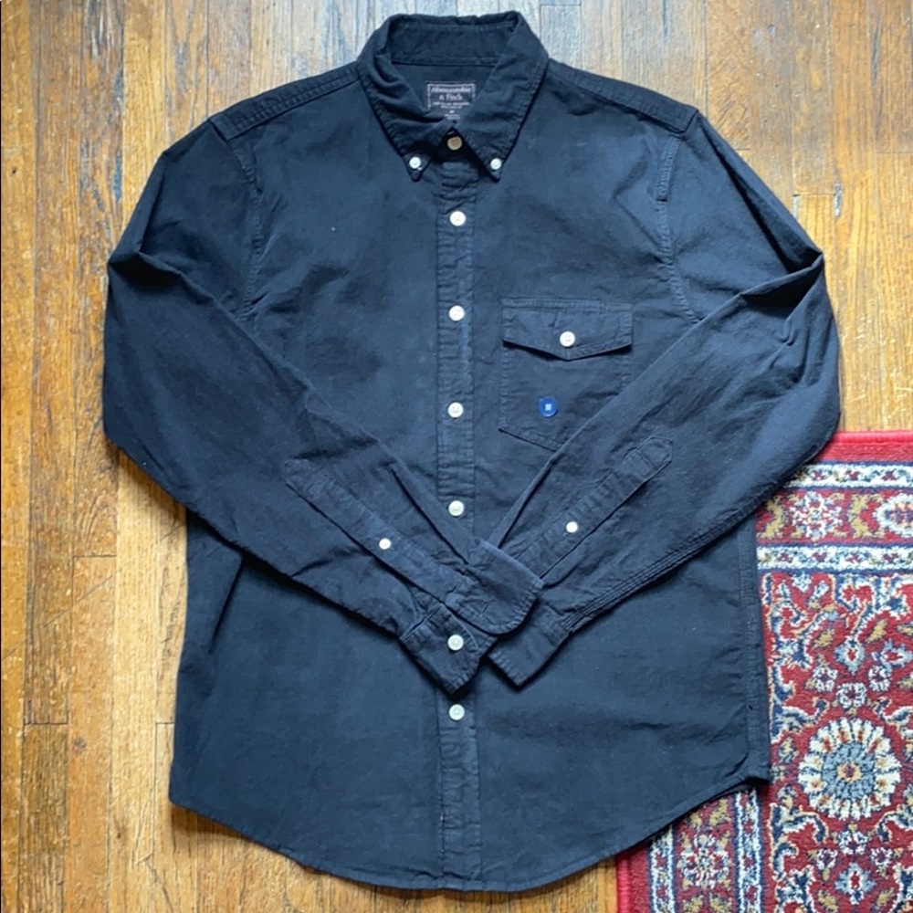 Long Sleeve Black Corduroy Button Down Shirt